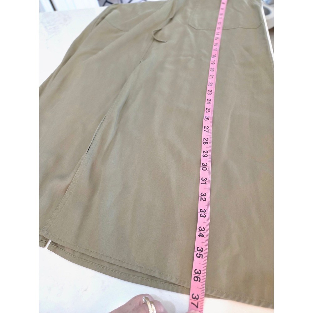 Lauren Ralph Lauren Maxi Skirt S Olive Green Lyocell Cargo Utility Split Earthy - Picture 9 of 12